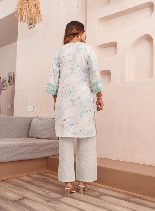 DW Women Floral Print V Neck Tunic and Trousers Co-Ords - Image 4